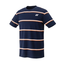 Yonex Sport T-shirt Crew Neck Small Stripes navy blue/orange Men